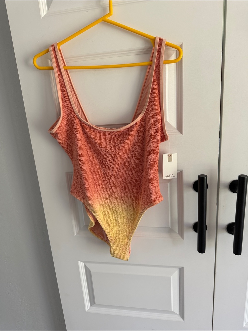 Ombre Pink to Yellow Textured One-Piece Swimsuit 2X/3X‎